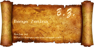 Benye Zenina névjegykártya